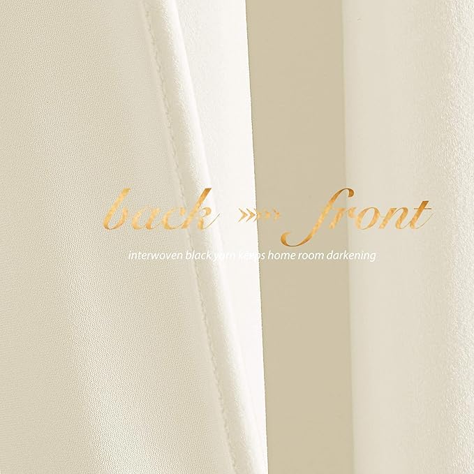 NICETOWN Thermal Insulated Velvet Curtains Ivory White 90 Inch Length, Heavy - Image 6