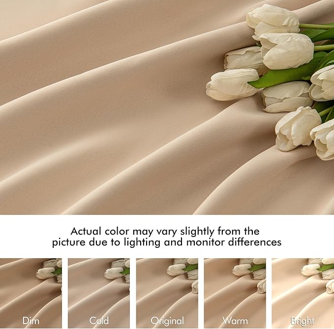 MIULEE Beige Back Tab Blackout Curtains 54 Inches Long 2 Panels Set - Image 8
