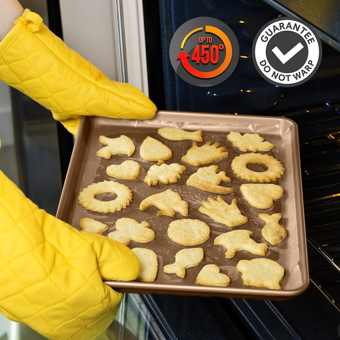 NutriChef 2-Piece Nonstick XL Cookie Sheets for Baking - 22" x 16" Extra Large Carbon Steel Oven Baking Trays - Non Stick Coating, Stackable Baking Pans, NCLGBP28