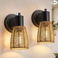EJIAXIN Boho Rattan Wall Sconces Set of 2 by WelcometoEJIAXIN