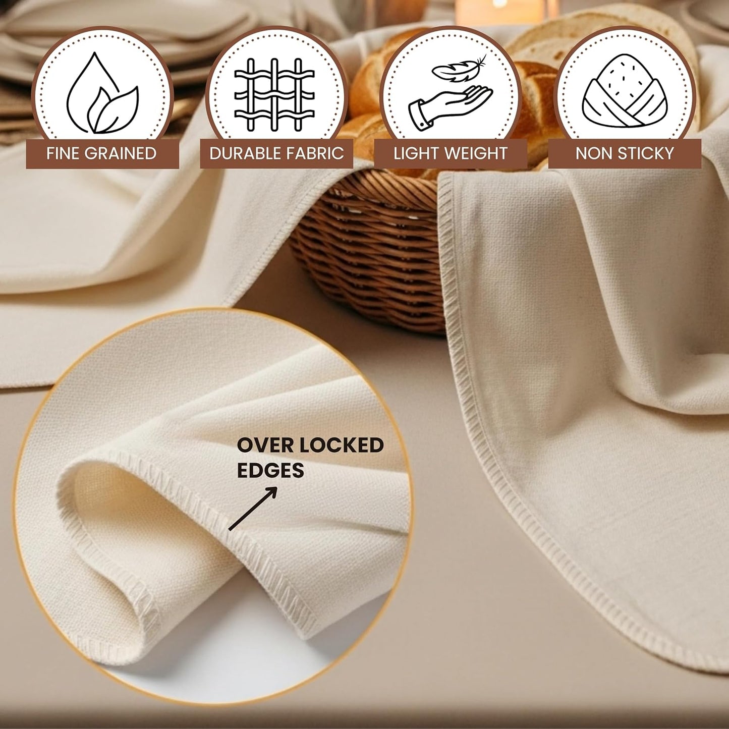 LITO LINEN AND TOWEL Flour Sack Towels for Bread Dough Proofing – Unbleached, Thick Cotton Baking Cloth for Baguettes, Ciabatta, Pastry – Reusable, 28"x28", 3-Pack