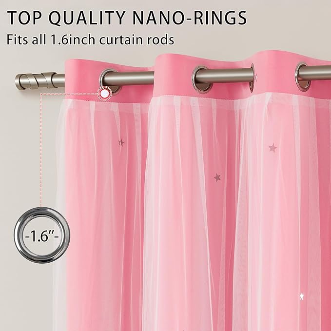 XiDi Pink Curtains for Bedroom, Girls Room Blackout Curtains, Kids Room - Image 2