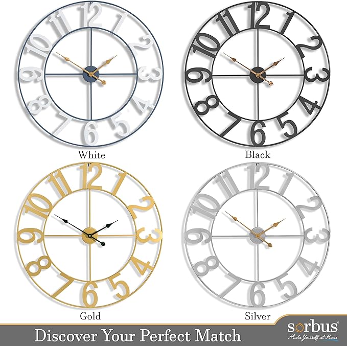 Sorbus Large Wall Clock for Living Room Decor - Image 6