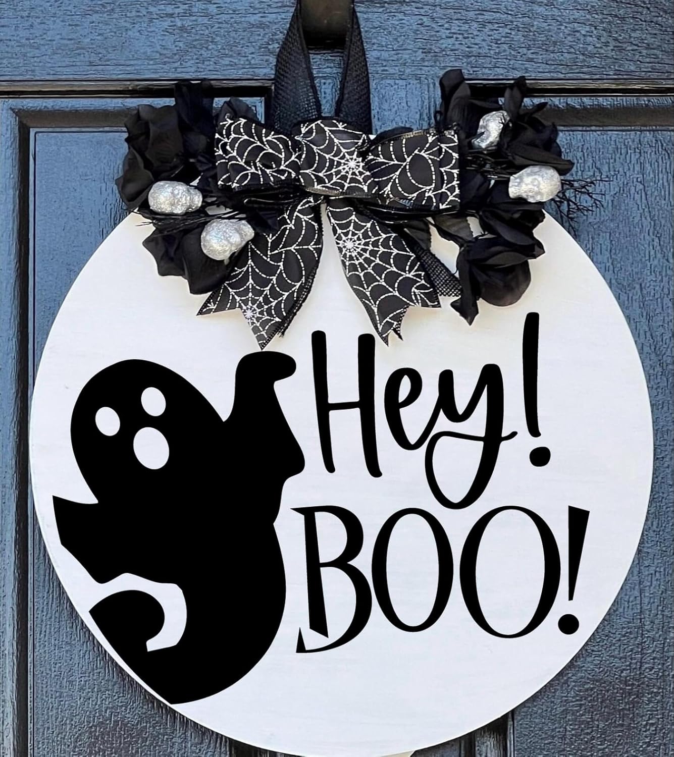 Halloween Stencils for Painting on Wood 12inch Large Reusable Halloween Stencil for Door Hanger Round Skeleton Ghost Boo Templates for Door Mat Fabric