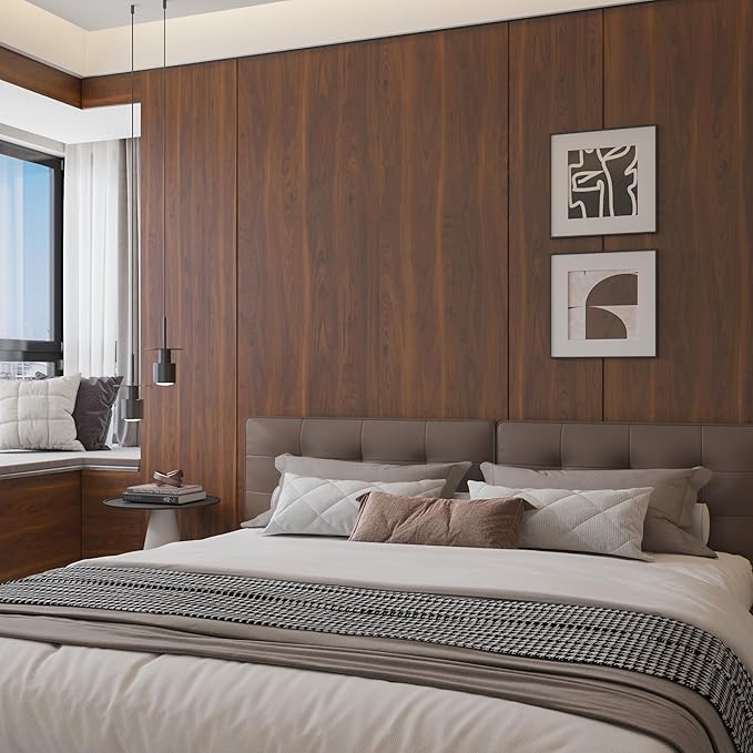 BOMENG Walnut Wood Contact Paper 16x197 inch Dark Brown Wood Wallpaper Peel and - Image 4