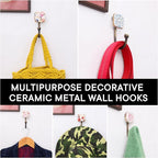 Indian Shelf Pack of 6 Multicolor Square Ceramic Kids Room Wall Hooks - Image 4