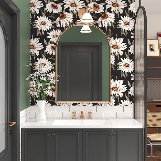 Laatse Boho Wallpaper Peel and Stick Dark Floral Contact Paper 17.5in x 118in - Image 3