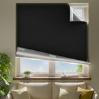 65" W x 60" L 100% Blackout Curtains, Total Darkness No-Drill Black Out Window by ZELMINE