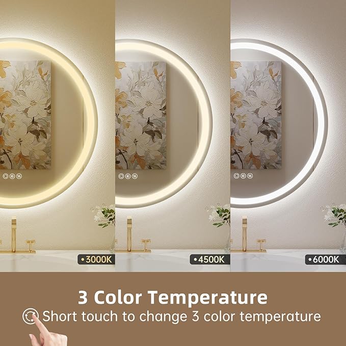 LOVESPEJO 32" Round LED Bathroom Mirror - Image 4