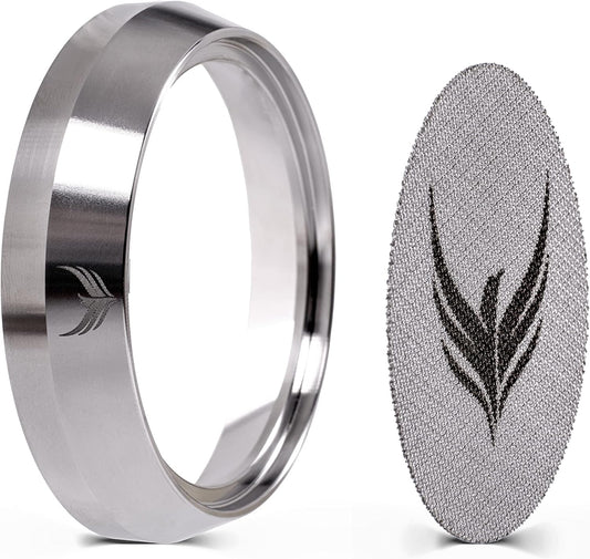 54mm Espresso Dosing Funnel and Puck Screen Set Magnetic Coffee Dosing Ring And Filter for Portafilters Compatible with 54 mm Breville Portafilter Basket Premium Espresso Machine Accessories