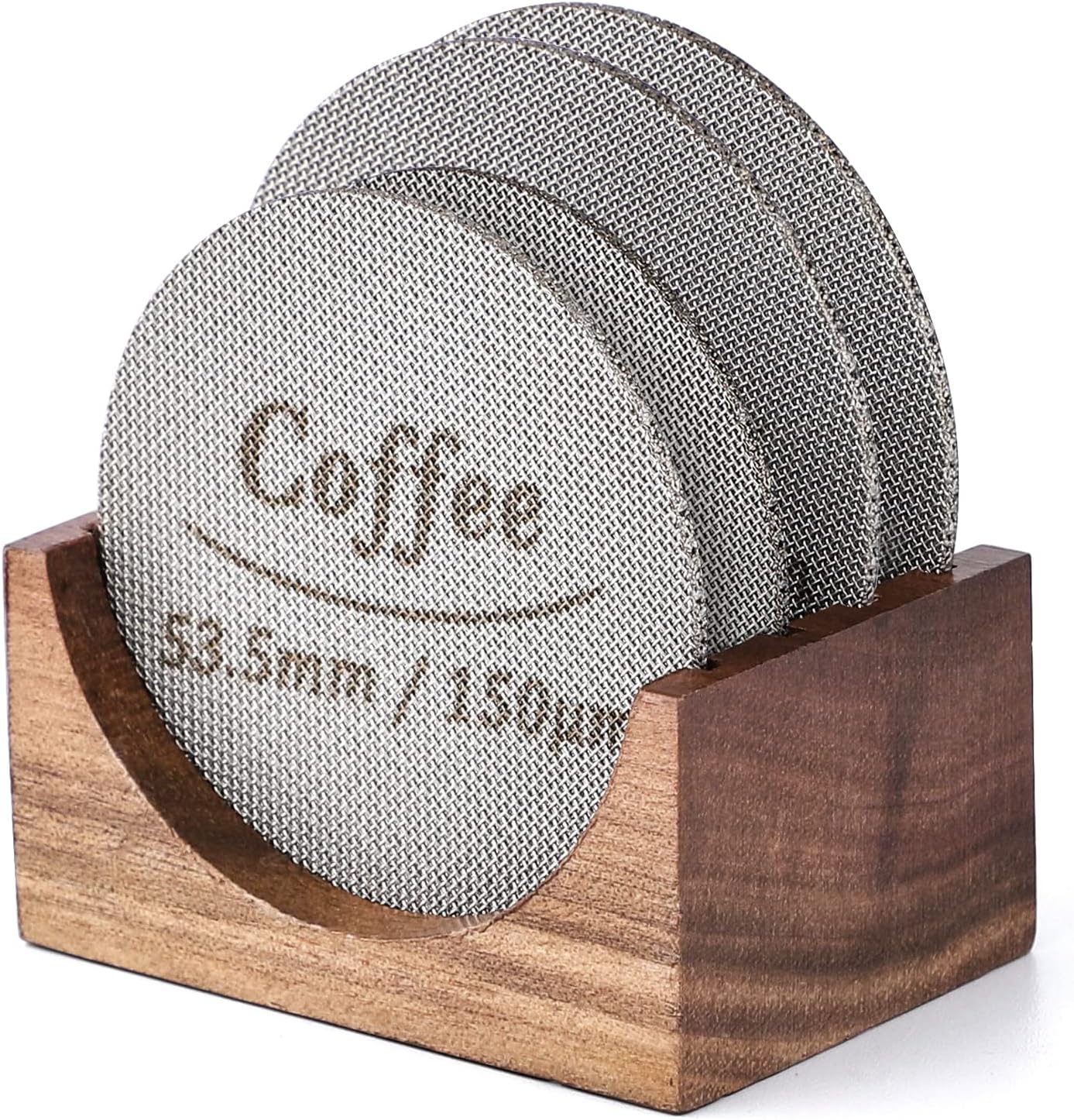Espresso Puck Screen 53.5/58.5mm Stainless Steel Coffee Filter 150μm with Stand Filter Screen for 58mm Portafilter Filter Basket