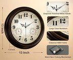 Vintage Wall Clock 13 Inch Quartz Silent Non-Ticking Analog Clock - Image 3