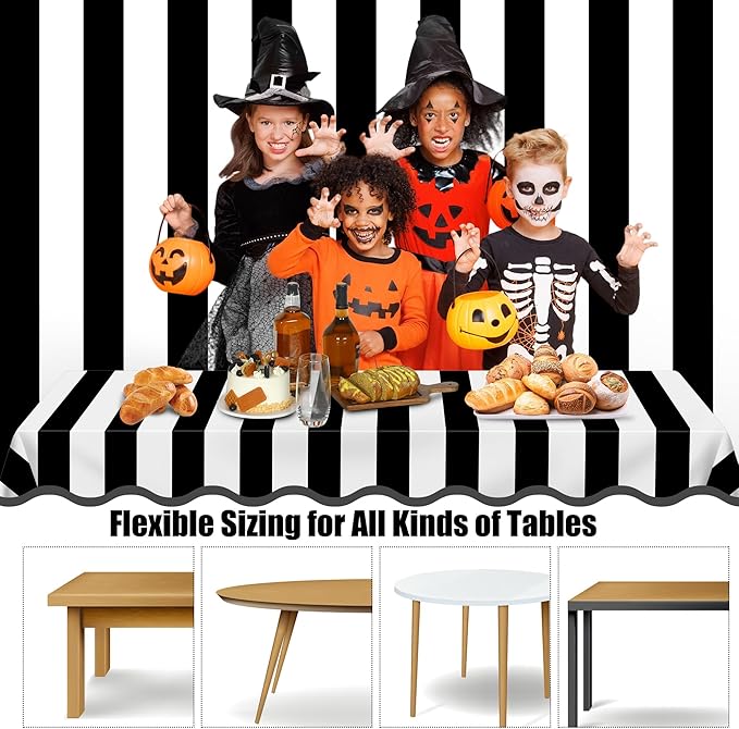 Kochorie 100 Ft x 54 Inch Black & White Striped Tablecloth Roll - Image 4