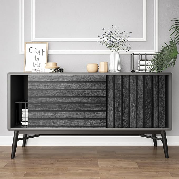 VEELIKE Charcoal Black Wood Slat Wallpaper Peel and Stick Modern Wood Panel - Image 8