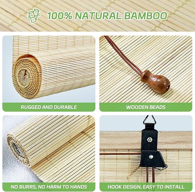 Bamboo Window Blinds, Roll Up Bamboo Blinds - Image 3