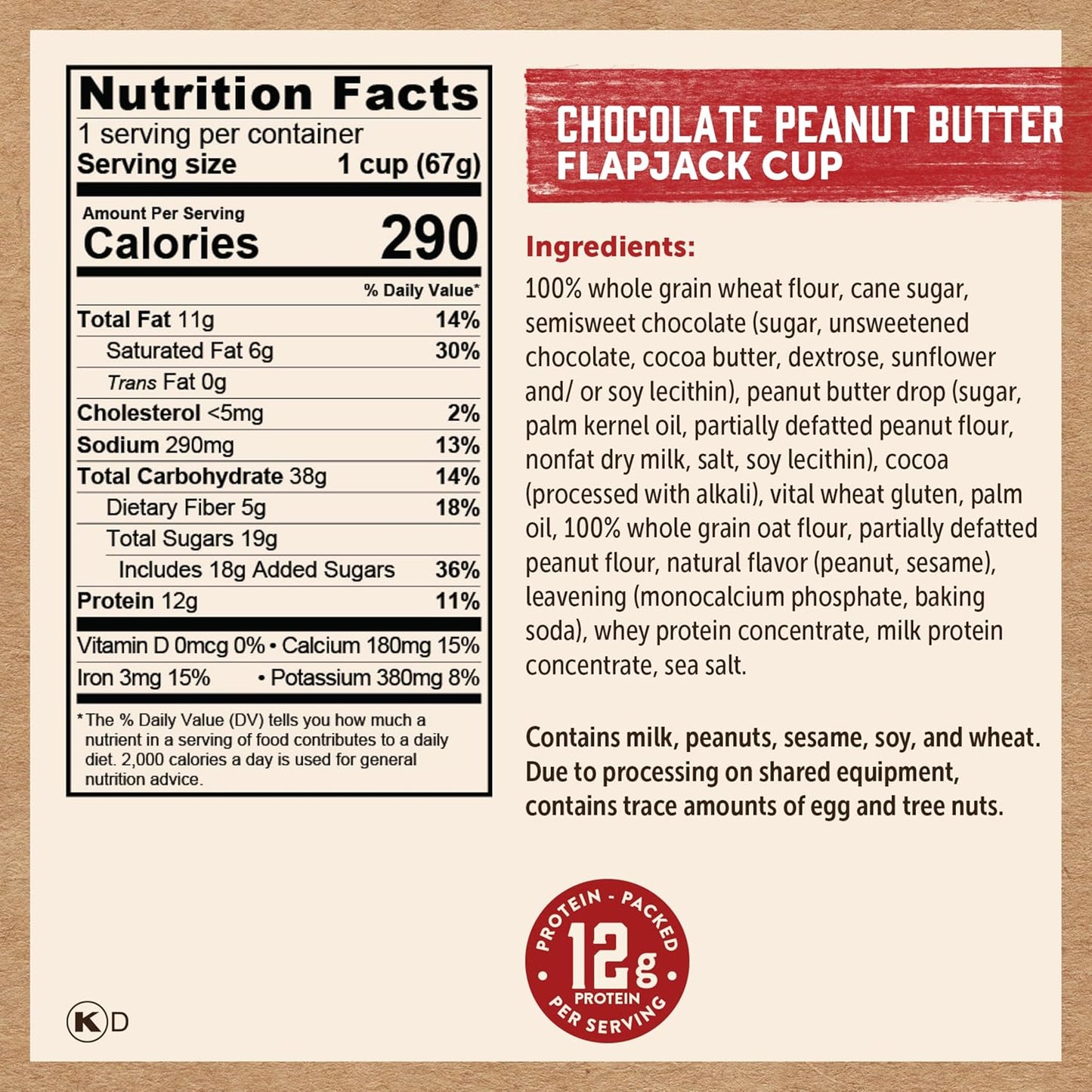 Kodiak Cakes Pancake On the Go, Chocolate Peanut Butter, 2.5 Ounce (Pack of 12)