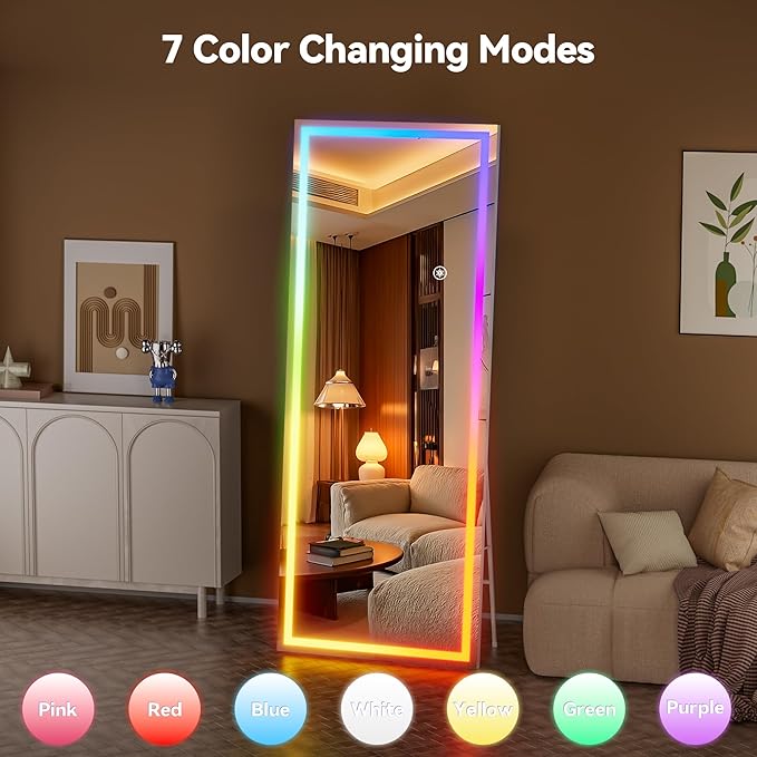 Hasipu 71"x31" LED RGB Bluetooth Full Length Mirror - Image 8