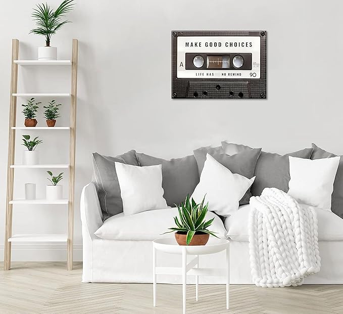 Inspirational Office Canvas Wall Art Picture Vintage Cassett Tape Prints Make - Image 4