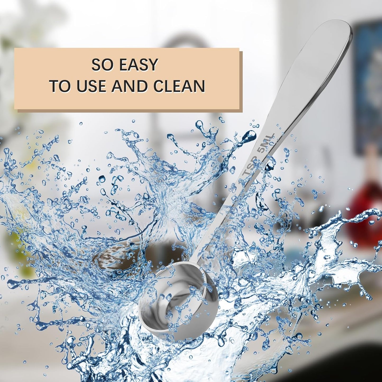 1PCS 1/2tbsp(1.5tsp, 7.5 ml) Single Measuring Spoon, Stainless Steel Individual Teaspoon, Metal Measure Scoop with Gift Box