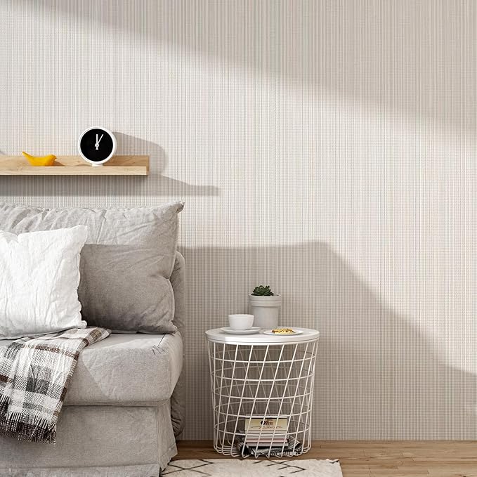 Grasscloth Peel and Stick Wallpaper 20.8"x394" Beige Thick Fabric Textured - Image 7