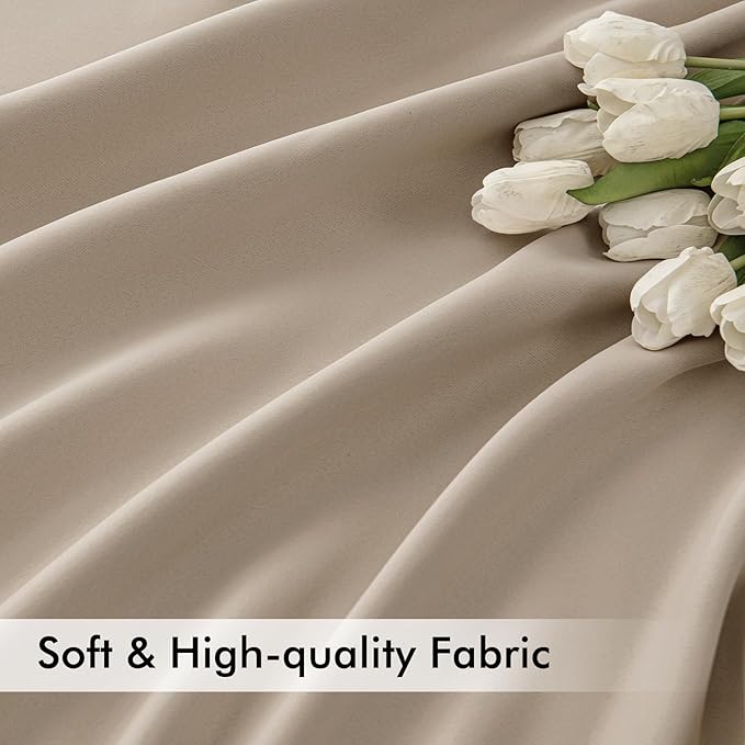 MIULEE Taupe Back Tab Blackout Curtains 108 Inch Long 2 Panels Set - Image 6