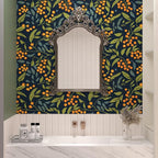 BOKEBEVE Extra Long Blue Orange Wallpaper Peel and Stick Boho Floral Contact - Image 5