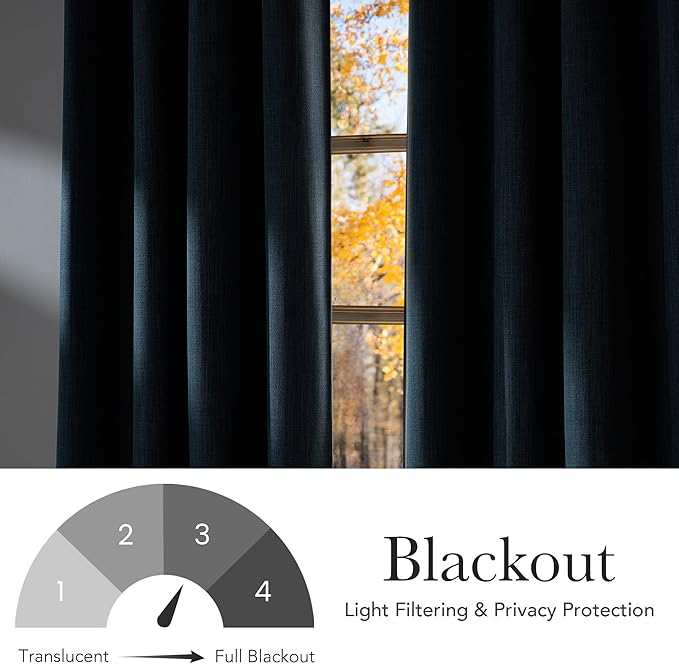NICETOWN Short Faux Linen Stone Blue Blackout Curtains 63 inches Long - Image 6