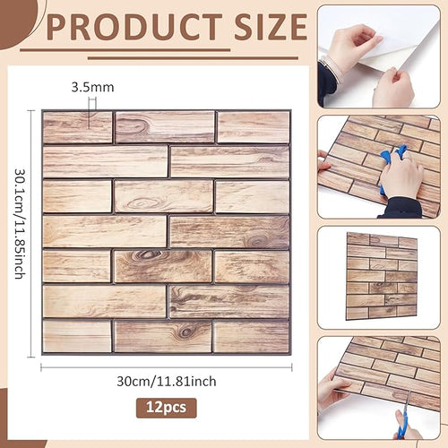 12PCS 3D Wall Panels Peel and Stick Foam Faux Brick Wall Panels, Self-Adhesive - Image 2