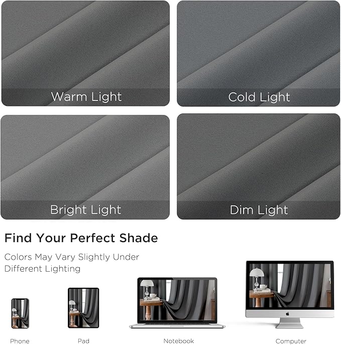 CUCRAF Light Grey Blackout Curtains 45 inch Length 2 Panels Set, Rod Pocket - Image 4