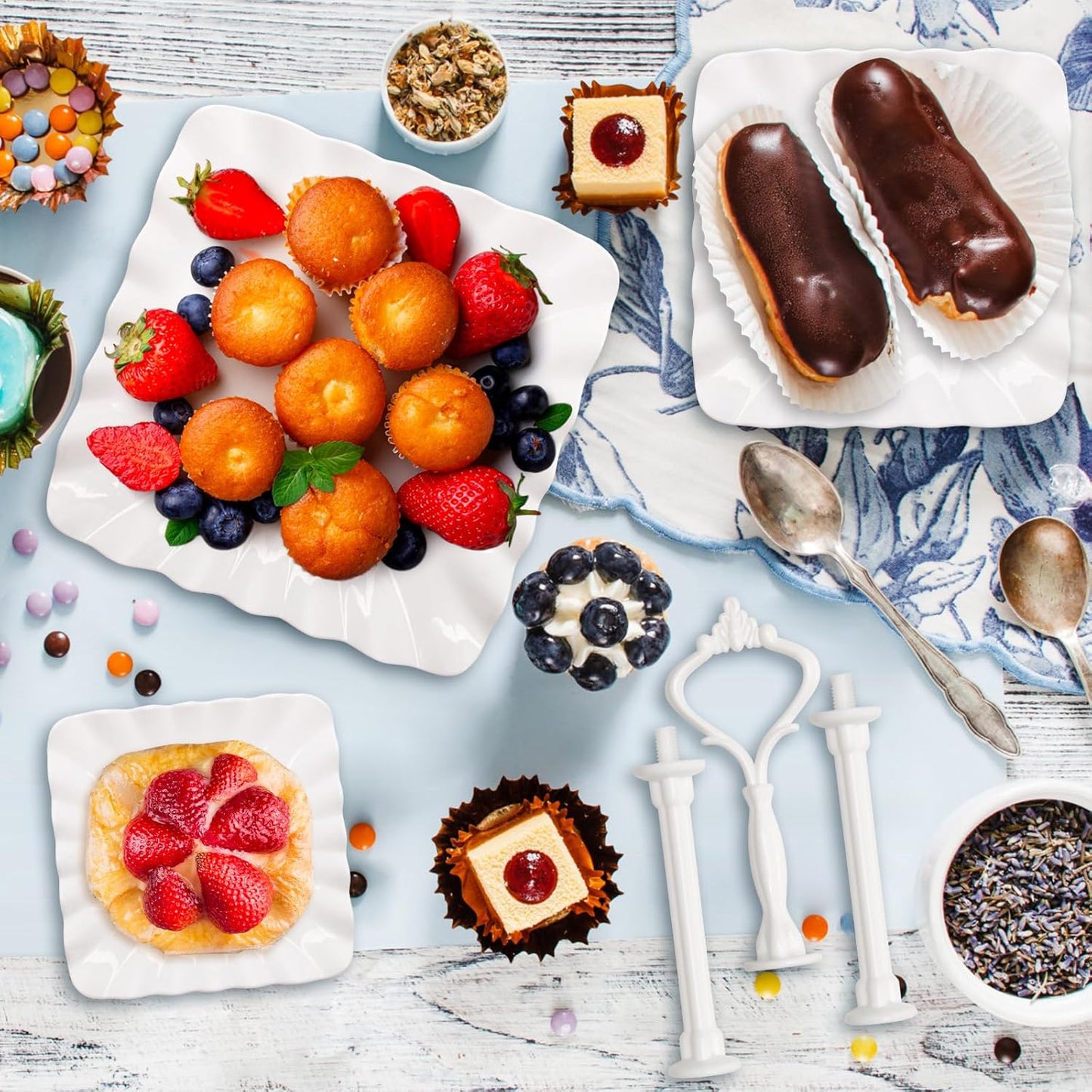 Coitak Plastic Cupcake Stands, 3 Tier Cupcake Stand, Dessert Tower Tray for Tea Party, Baby Shower and Wedding (2 Pack)