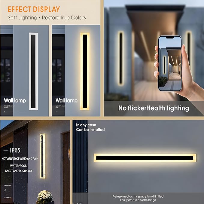 2Pack 23.6inch Long Outdoor Modern LED Wall Light, 18W Waterproof IP65 Warm - Image 5
