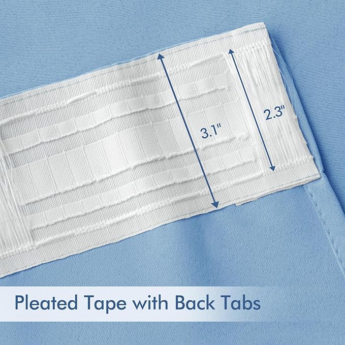 MIULEE Sky Blue Back Tab Blackout Curtains 120 Inch Long 2 Panels Set - Image 4