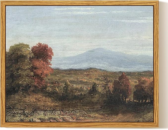 InSimSea Framed Canvas Wall Art, Vintage Fall Landscape Painting, Rustic Nature by InSimSeaArt