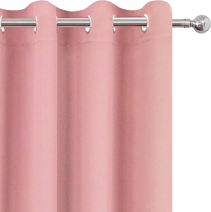 LEMOMO Pink Blackout Curtains/52 x 45 Inch Length Kids Curtains/Set of 2 Panels - Image 6