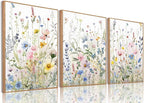 Bwodke Framed Wildflower Wall Art Watercolor Botanical Floral Colorful Canvas by Bwodke