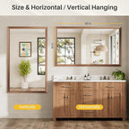 60x36 Inch Bathroom Mirror for Wall, Anti-Rust Walnut Wood Grain Metal Framed - Image 7