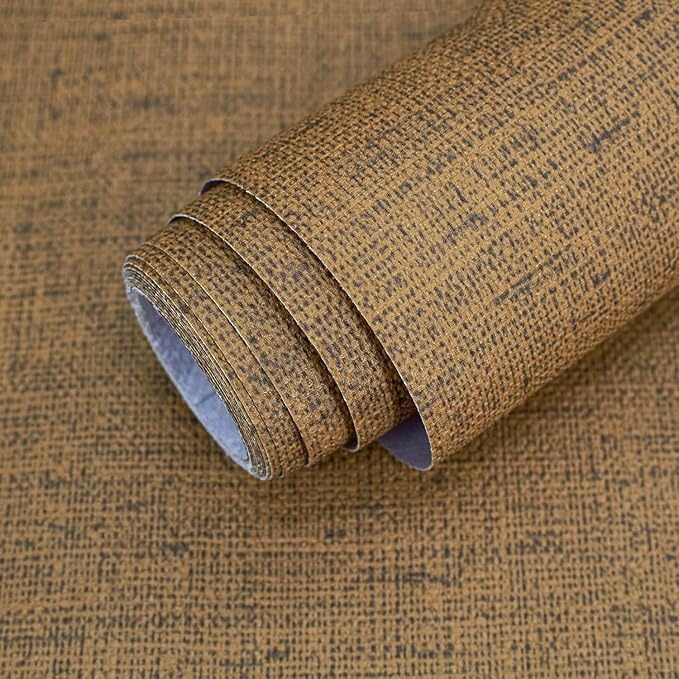 15.75"x393.7" Brown Wallpaper Peel and Stick Removable Grasscloth Textured Wall by MANONIRIA