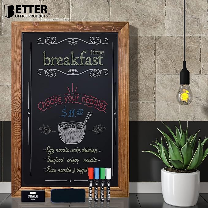 Better Office Products Magnetic Chalkboard, 20x30 Rustic Wood Frame Chalkboard - Image 2