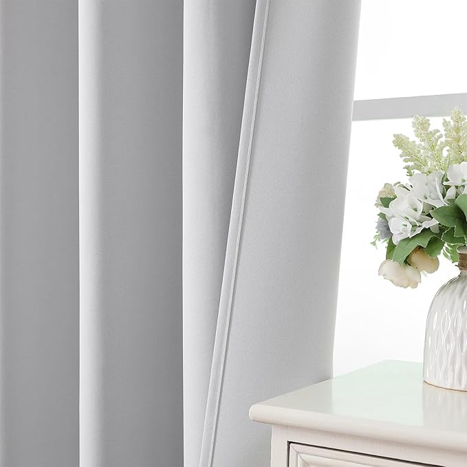CUCRAF Grayish White Blackout Curtains 72 inch Length 2 Panels Set, Rod Pocket - Image 6