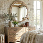 36" Large Round Wood Mirror for Living Room Fireplace, Big Solid Wood Wall - Image 6