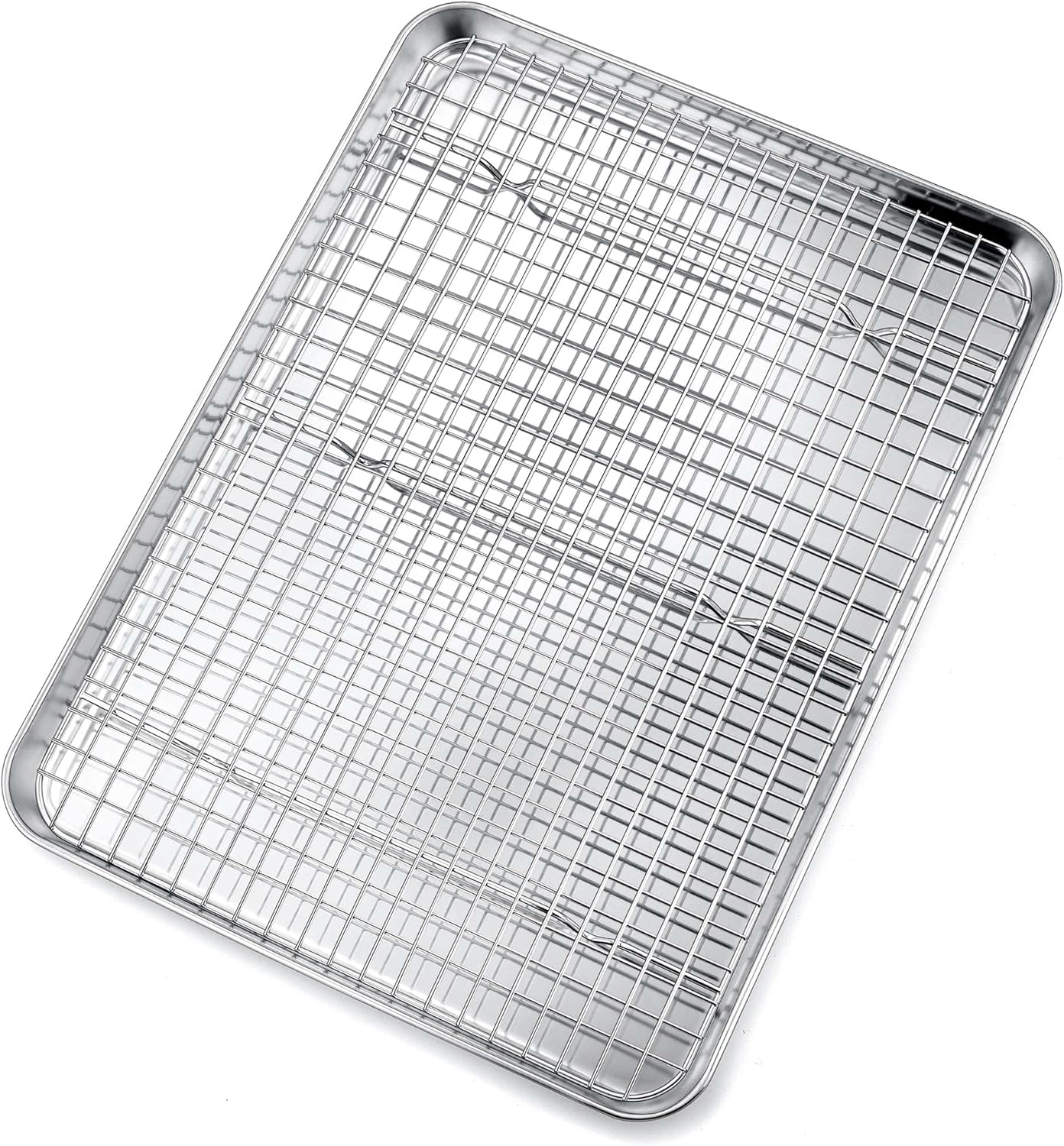 P&P CHEF 16 Inch Baking Sheet and Rack Set, Stainless Steel Cookie Sheets Oven Baking Pans Trays with Cooling Racks for Cooking & Roasting, Oven & Dishwasher Safe, (2Pcs)