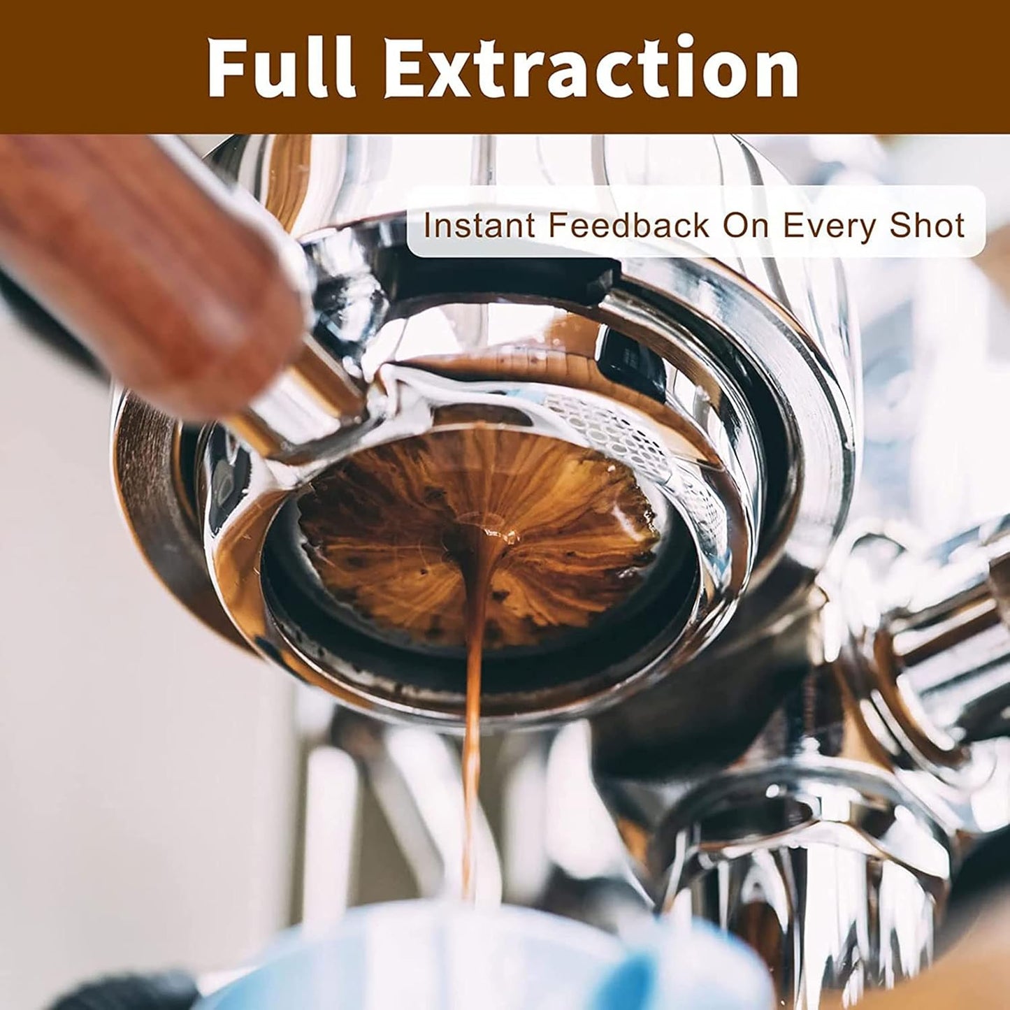 54mm Coffee Bottomless Portafilter, Compatible with Breville Barista Bes 870/878/880 Replacement Parts Bottomless Portafilter（brown）.