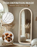 Delma Arched Full Length Mirror, Free Standing Floor Velvet Finish Frame Mirror - Image 5