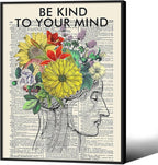 Be Kind To Your Mind Quote Poster Prints Mental Health Canvas Wall Art 08x10 by Medpol