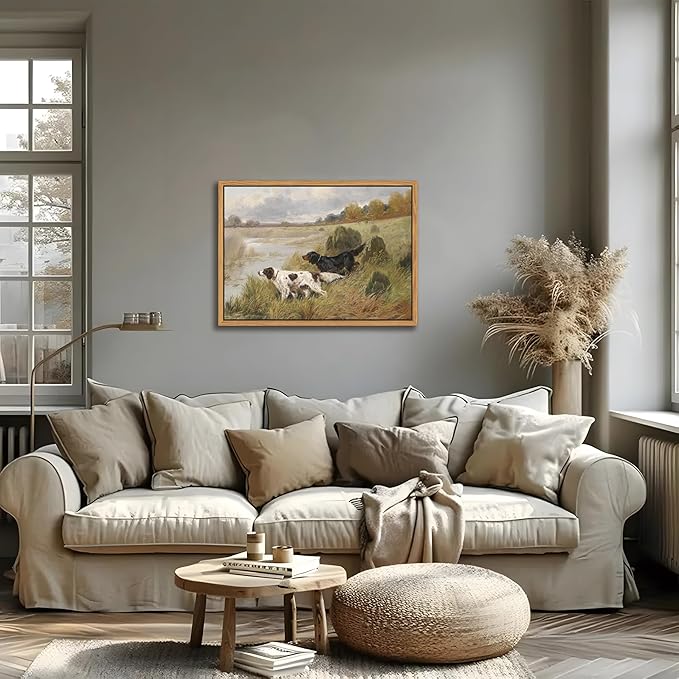 Floating Framed Vintage Hunting Dog Wall Art, Classic Countryside Landscape - Image 8
