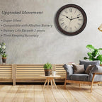 Foxtop 14 Inch Roman Numerals Wall Clock Battery Operated Silent Non-Ticking - Image 3