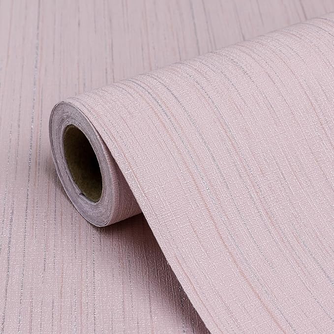 Pink Grasscloth Peel and Stick Wallpaper A Set of 23.6" X 480" Self-Adhesive by Biyoeepeelstickwallpaper