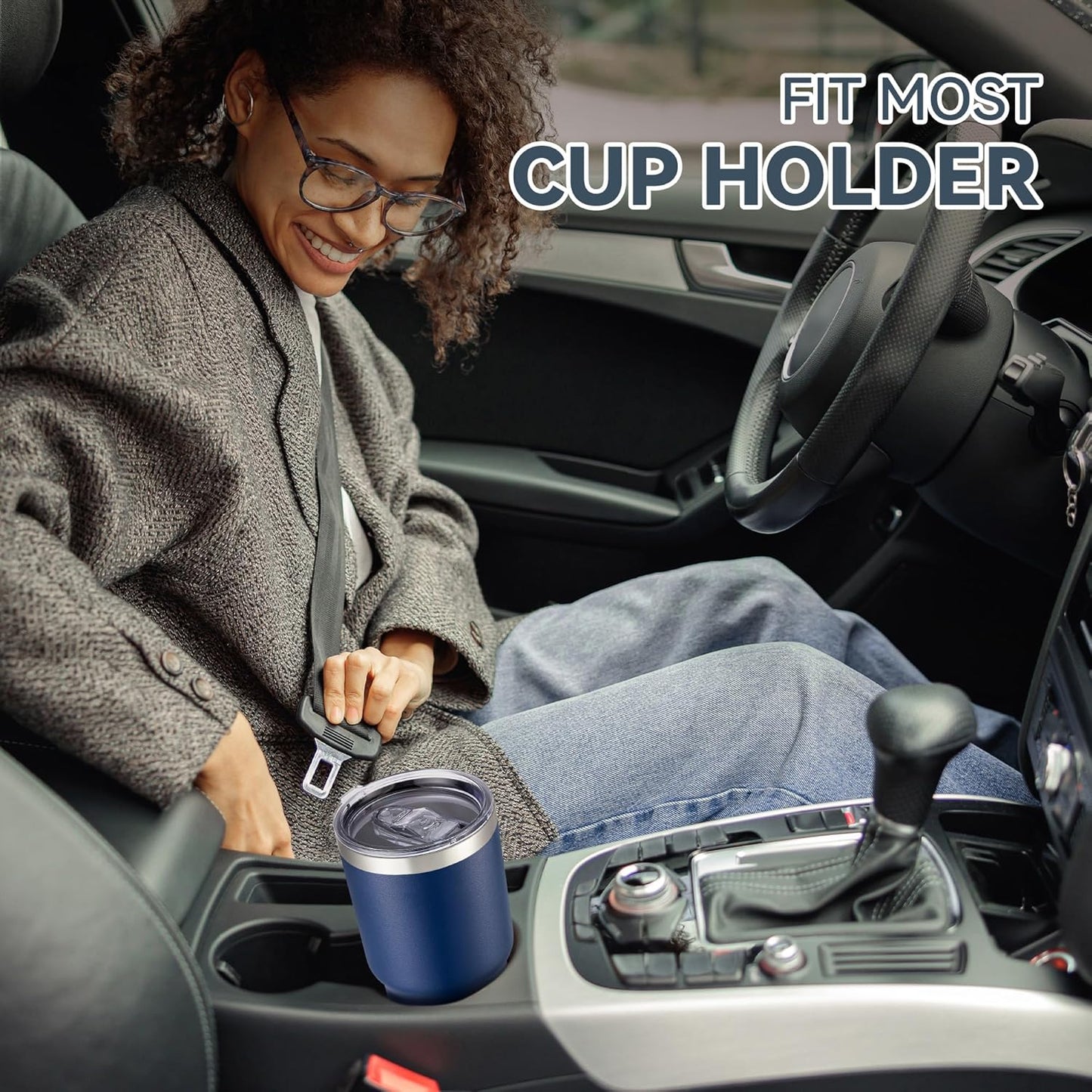 30 oz Tumbler with Lid Stainless Steel Tumblers Bulk Vacuum Insulated Cup Reusable Powder Coated Travel Mug Double Wall Leak Proof Cups Keep Cold Drinks for 12 Hours Navy, Set of 8