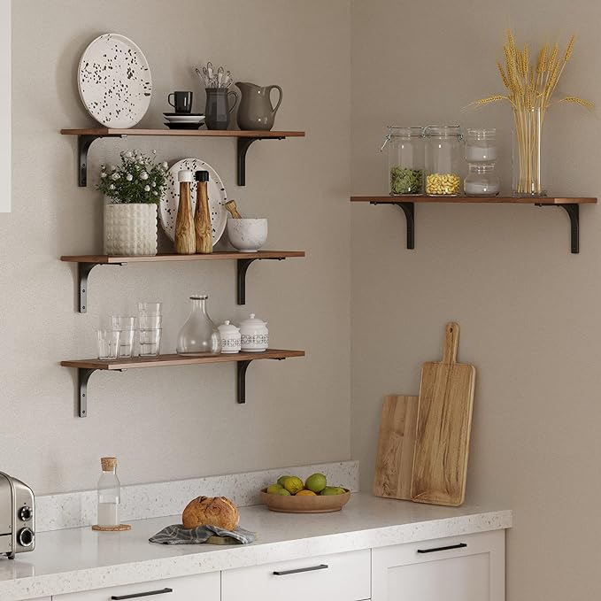 DINZI LVJ Long Wall Shelves, 23.6 Inch Wall Mounted Shelves Set of 2, - Image 7