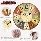 VIKMARI 8 Inch Silent Non-Ticking Wall Clock Arabic Numerals Retro Clocks - Image 2
